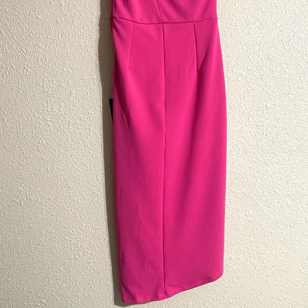 NWT Lulus Hot Pink So Flirty one Shoulder Cutout Asymmetrical Dress Size S - Picture 10 of 14